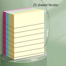 6pcs/2pcs Fluorescent Colored Sticky Notes, 50 Sheets/Pad, Student Memo Pad For School/Office, 300 Sheets Back To School
