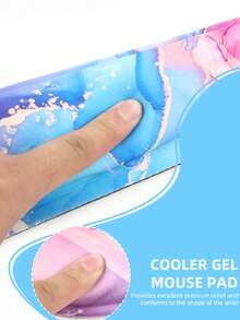 A Set 4pcs Large Ergonomic XXL Marble Desk Mat Set - Extended Gaming Mouse Pad, Keyboard Wrist Rest Support, Coaster - Non-Slip Base, Stitched Edge - Easy Typing, Pain Relief - (35.4*15.7 In) - For Office, Home, Computer, Laptop - Multicolor - View 6