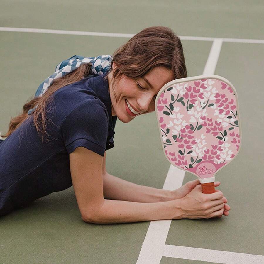 女孩超轻高颜碳纤维匹克球拍，户外运动，家庭运动球拍 - 乾枯玫瑰色 - 查看 1