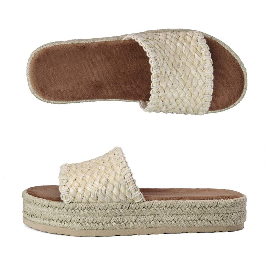 Sandals For Women Wedge Bohemian Slide Lightweight Summer Beach Shoes - Màu Khaki - Xem 1