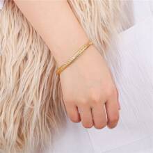 Hot Selling 4mm Wide Rhombus Minimalist Elegant Charm Women's Cuff Bracelet Personalized Snap Curb Chain Bracelet Jewelry
