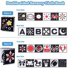 1 Stück Baby Spielzeug, Schwarz-Weiß Kontrast Stoffbuch, visuelle sensorische Anregung, Frühförderung Spielzeug für Babys