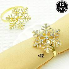 1 قطعة/6 قطع/12 قطعة من حلقات المناديل ذات العناصر الكريسماسية، حلقات معدنية ذهبية دائرية، حاملات مناديل بلون واحد صلب، حلقات معدنية مصقولة من السبائك، بتصميم منقوش مجوف، ديكور عيد الميلاد، ديكور طاولة الطعام، حفلات الزفاف والأعياد والولائم - متعدد الألوان 1 - مشاهدة 14