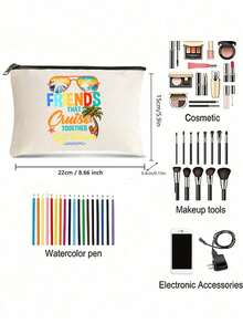 Set de geantă cadou pentru machiaj de călătorie cu tematică de croazieră, geantă de machiaj/toaletă, geantă de machiaj cu fermoar, organizator de toaletă cu fermoar, husă pentru telefon cu fermoar, penar, suport pentru pensule de machiaj, potrivit pentru femei, fete, mame, surori, prietene, pasionate de croazieră, esențială pentru călătorii la facultate, călătorii în vacanță, geantă cosmetică/organizator de machiaj pentru femei