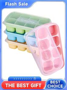 Juego de 4 bandejas de cubitos de hielo de silicona transparente grande con 8 ranuras, de fácil extracción, para mini nevera, cócteles, whisky, bebidas - Multicolor - Ver 9