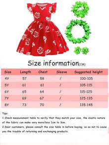 Vestido de estilo hawaiano para niñas en verano, con estampado de hojas blancas - Incluye set de corona de flores hawaianas, disfraz de Halloween y Navidad, falda hula - Rojo - Ver 10