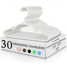 10/20/30pcs Sturdy Plastic Hangers - Non-Slip, (White, Black, Blue, Pink, Green, Gray) With Grooved Shoulders For Firm Grip - Ideal For Home Closet, Dorm And Wardrobe Organization