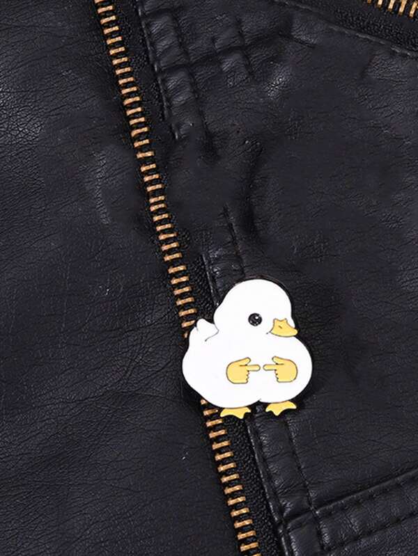 1 stuk creatieve cartoon schattige grappige eend abstracte kunst broche, eigenzinnige dierenbroche, metalen badge accessoire voor dagelijkse outfit, mode sieraden cadeau, geschikt voor studentenrugzakken en kleding