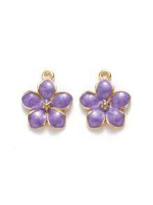 10 Alloy Oil Drip Small Flower Pendant Necklaces, Bracelets, And Earrings Craft Accessories - Pink - View 10