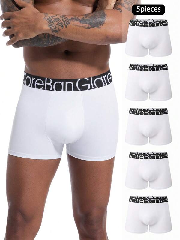 5pieces Pack White Cotton Boxer Shorts Men Underwear Soft Male Underpants For Men Briefs Boxershorts Sports Soft Comfortable Brand High Quality