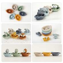 Stackable Floating Bath Boat Toys For Kids, Infant Bathtub Finger Puppets Water Play Toys - Multicolor - View 11