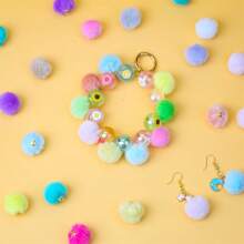 20/50 件可爱人造毛皮绒球珠，蓬松吊坠工艺珠，带铆钉细节和大孔，适合 DIY 珠宝制作、耳环、发饰和钥匙扣，可作为节日礼物赠送给家人和朋友 - 彩色 - 查看 5