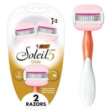 2025 New ModelBIC Soleil Glide Disposable Razors For Women 5 Blades With Shea Butter Moisture Bars For A Smooth Glide 2 PieceSuitable For Giving As A Gift