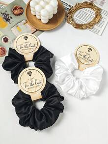 7条装加大码黑色缎面弹力无损水钻发圈，派对礼物、婚礼礼物、伴娘礼物、女士发绳、洗脸发饰、发圈、运动发绳、头饰马尾辫发饰弹力发带 - 彩色 - 查看 6