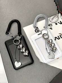 1个可扩展心形卡包钥匙扣，配有黑白心形吊坠，经久耐用，时尚设计，适合女性。可爱实用的塑料钥匙扣，校园必备，时尚钥匙扣配有金属心形吊坠，可收纳身份证、信用卡、交通卡和钥匙。 - 彩色 - 查看 13