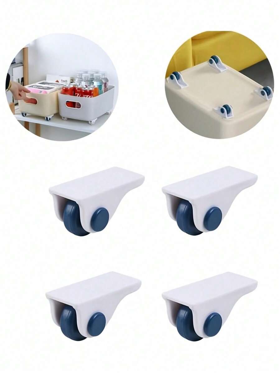 1/2pcs [ Durable Sticky Pulleys Wheels] 4pcs/Set Sticky Pulleys For School And Home - Easy To Use And Durable Castor Wheels For Storage And Transportation - Multicolor - View 1