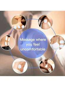 1 Set Portable Mini 8-Mode 19-Level Rechargeable Massage Machine, 1 Connector Clip + 1 Neck Massage Patch, Suitable As Holiday Gift For Shoulder, Neck, Leg Massage For Men And Women - Black - View 5