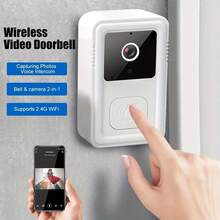 Smart Visual Doorbell With Camera, HD Camera, Wide Angle, Intelligent Voice Intercom, WIFI, Built-In Speaker, Bi-Directional Voice Intercom, Real-Time Alerts, App Control-400 MAh Battery Capacity