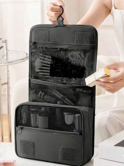 1 件大容量防水旅行洗漱包、挂式洗漱包、便携式化妆品收纳包、化妆品收纳包、多功能化妆包、多层化妆刷架、洗漱包、手提包、大容量香水收纳盒、防水收纳包、多功能化妆包适用于洗漱用品、彩色笔、眼影刷、卫生巾收纳包、口红收纳包、化妆刷、眼线笔、唇彩、护肤品、数码产品收纳、母亲节礼物、圣诞节礼物、情人节礼物、适合送给妈妈、朋友、老师