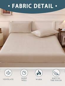 1 tấm ga trải giường nhung kaki mềm mại, ấm áp, mịn màng, kích thước King Queen, cỡ đôi, ga trải giường siêu mềm mại, thoải mái, sang trọng, có túi sâu 11,8 inch, thích hợp cho mùa thu đông và xuân, không có vỏ gối, bộ đồ giường cho trường học - Màu Khaki - Xem 7