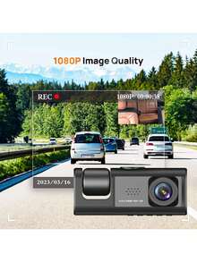 1 件，行车记录仪，前后双通道汽车行车记录仪，1080P FHD DVR 汽车仪表盘摄像头，带循环录像，2 英寸显示屏，不含 SD 卡 - 黑色 - 查看 2