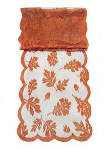 1/2/5pcs Taplak Meja Motif Daun Maple Musim Gugur, Ukuran 13x72 Inci, Taplak Meja Renda Oranye untuk Hari Thanksgiving, Dekorasi Rumah Musim Gugur, Cocok untuk Pesta Makan Malam di Dapur Musim Panen - MultiWarna - View 4
