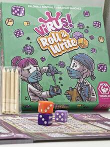 1set,Virus! Roll & Write Card Game - Strategic Dice-Rolling & Writing Challenge For Teens & Adults, Quick 15-20 Minute Pandemic-Themed Board Game With Dice Rolling & Strategic Thinking, Family-Friendly Game - Multicolor - View 7