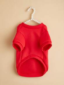 1 件宠物圆领运动衫，宠物用品狗猫秋冬保暖服装，毛绒柔软舒适服装，休闲家居服动物装，可爱有趣的卡通狗猫衣服 - 紅色 - 查看 8