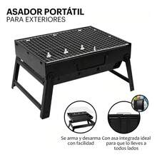 CARDIO BEAT Parrilla portátil fácil armar llevar camping asado equipo para cocina al aire libre ligera y compacta materiales resistentes fácil montaje limpieza sencilla ideal para excursiones - Negro - Ver 4