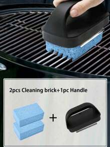 3pcs Barbecue Cleaning Bricks, Heat-Resistant Handle, Pumice Material, Cuttable, Multi-Purpose Degreasing Brush, Suitable For Barbecue, Swimming Pool, Sink, Stove, Cookware, Tableware, Kitchen, Bathroom, Home Goods, Great Christmas Gift, 1 Set - Multicolor-large - View 3