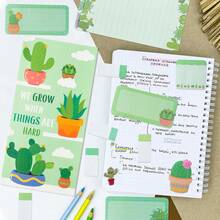 1 conjunto de notas adesivas de plantas de desenho animado, estilo fofo com padrão de chá com leite e frutas, notas adesivas para anotações manuais (adequadas para anotações diárias, cenário decorativo de manual)