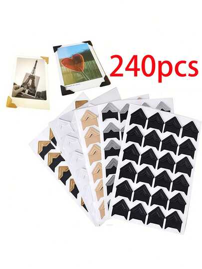 240 个自粘照片角，适用于 DIY 相册和剪贴簿，复古牛皮纸装饰，照片角贴纸相册配件，照片角贴纸，DIY 角贴纸