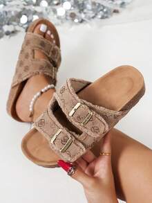 Fashionable Versatile Comfortable Retro Thick Sole Round Toe Platform Casual Outdoor Open Toe Strap Roman Beach Mule Sandals