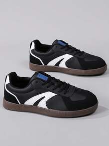 男士四季休闲平底鞋，轻便软底运动鞋，圆头系带舒适复古休闲鞋 - 彩色 - 查看 5