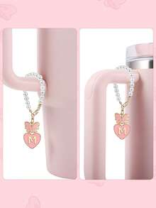 1pc Cute Butterfly Pearl Chain Letter Pendant Accessory, Cup Decor, Pearl Chain, Initial Jewelry, Adorable & Fashionable ID Decoration, Suitable For Handled Glass Cups, Keychain Bag Charms, Cup Accessories, Y2K, Suitable For Party Decor, Gifts, Outdoor