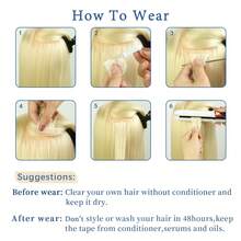 Extensiones de cabello humano con cinta adhesiva, paquete de 20 unidades, color rubio, cabello virgen, calidad profesional, 50 g/paquete, de 30,5 cm a 61 cm - Color Piano - Ver 5