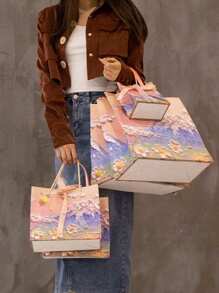 1 PIEZA/5 PIEZAS Bolsa de regalo con estética de pétalos de Yunshan 3D en pastel de aceite, con estilo Ins, curativo y de alta gama. También sirve como portaramos y bolsa de regalo premium. Es adecuado para ocasiones como fiestas festivas y regalos a amigos.