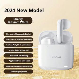 Lenovo 联想 TC3302 黑色真无线蓝牙耳机，半入耳式舒适，蓝牙 5.3 游戏、运动和音乐耳机，兼容苹果、华为和小米手机