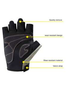 1 双透气手套可调节透气半指手套 | 男女款摩托车手套 - 人体工学设计，带通风孔，黑色/橙色装饰 - 户外骑行、自行车、电动滑板车骑行装备、骑行配件、安全贴合手套 - 彩色 - 查看 3