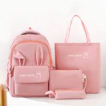 4pcs/Set Cute Lightweight Casual Backpack, Durable Large Capacity Women Backpack - Multicolor - View 3