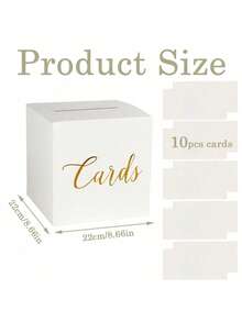 1 件白色卡盒，带金箔设计，婚礼回礼钱盒架，适用于婚宴、周年纪念、生日派对、毕业典礼桌中心装饰（包含 10 张贺卡）最佳礼物、婚礼装饰、家居装饰、房间装饰生日装饰派对装饰单身派对 - 彩色 - 查看 9