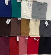 Basic V-Neck Knit Top, Fall/Winter, Regular Fit - 查看 2
