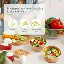 750 millilitres / 25 onces. 20/40/60 pièces grandes bols en papier avec couvercle, bols à soupe jetables, convenant pour les aliments chauds et froids, fournitures pour fête.