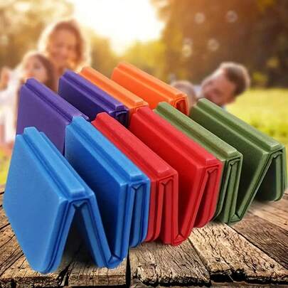 1pc Outdoor Moisture-Proof Cushion Folding Stool, Portable Foam Hiking Camping Mat, Anti-Moisture Pad, Foldable Ground Mat (Random Color)
