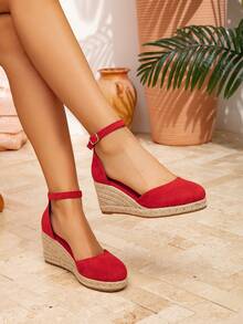 Women's Round Toe Platform Thick Sole Woven Bohemian Style Beach Holiday Sandals