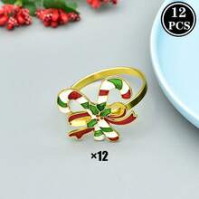 1 قطعة/6 قطع/12 قطعة من حلقات المناديل ذات العناصر الكريسماسية، حلقات معدنية ذهبية دائرية، حاملات مناديل بلون واحد صلب، حلقات معدنية مصقولة من السبائك، بتصميم منقوش مجوف، ديكور عيد الميلاد، ديكور طاولة الطعام، حفلات الزفاف والأعياد والولائم - متعدد الألوان 1 - مشاهدة 31