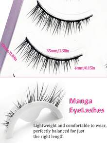 Asiteo 5 pares de pestañas postizas estilo París y coreano, nuevas pestañas falsas rectas, naturales y delgadas, adecuadas para principiantes y uso diario, cosplay, estilo anime - Negro - Ver 3