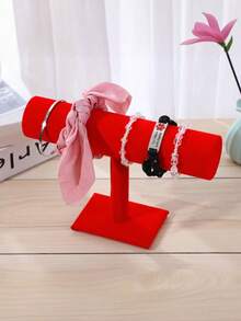 1 Pieza Soporte en forma de T para pulseras, Soporte de exhibición de joyería, Estante de almacenamiento de joyería de franela, Adecuado para relojes, collares, pulseras y otros accesorios de joyería, es la primera opción para la temporada de regreso a clases y regalos festivos.