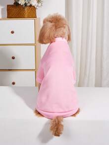 1 件宠物圆领运动衫，宠物用品狗猫秋冬保暖服装，毛绒柔软舒适服装，休闲家居服动物装，可爱有趣的卡通狗猫衣服 - 粉色 - 查看 4