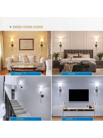 Battery Operated Wand Sconces Fabric Shade, Rechargeable LED Lights Set Of 2, Dimmable Wireless Lamp Temperature, 12 RGB Remote Bedroom Living Room Hallway view 8